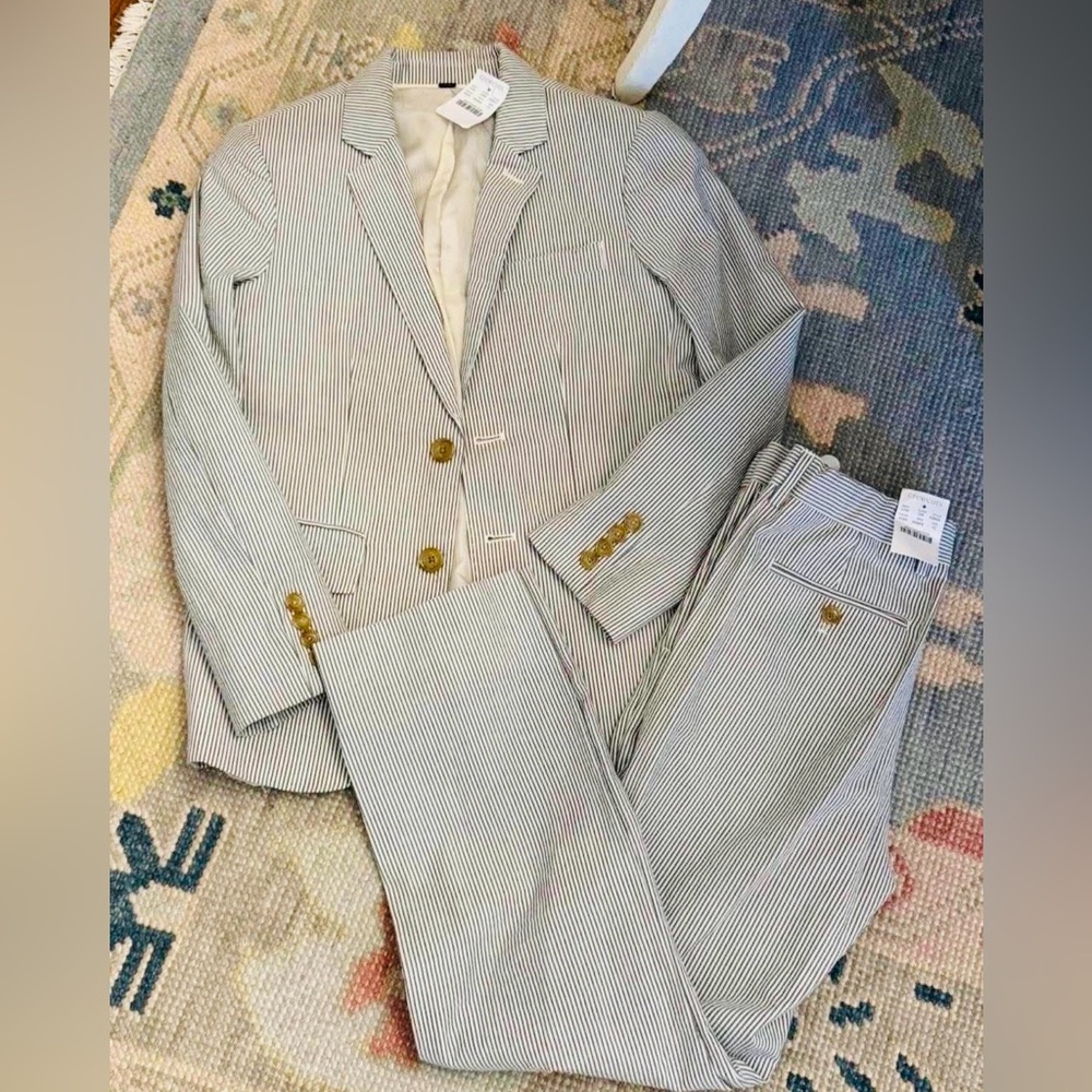 New CrewCuts Ludlow seersucker suit